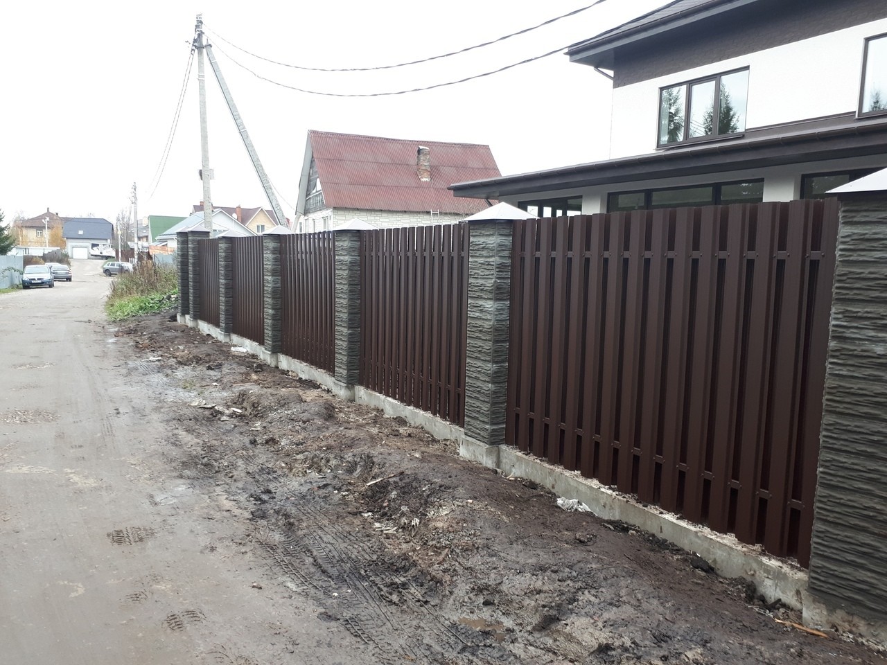 Забор шахматка 40м из штакетника столбы под камень в Кременкуле