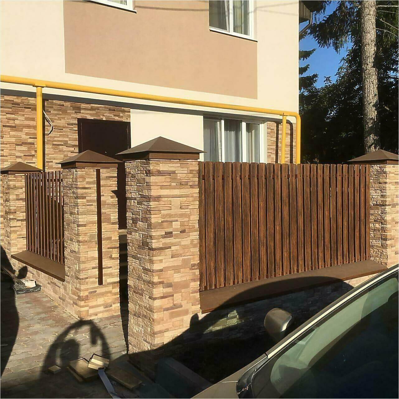 забор из штакетника 70м каштан фото3 в Кременкуле
