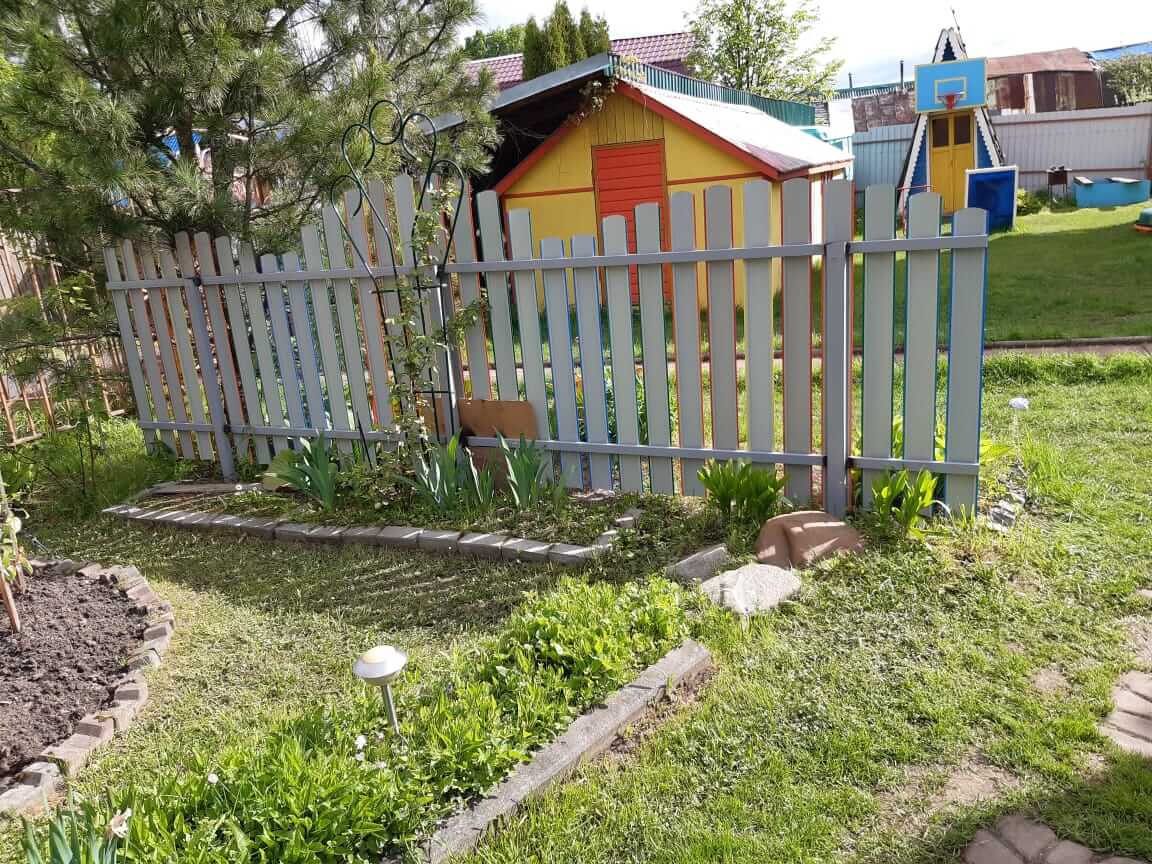забор из разноцветного штакетника односторонний фото3 в Кременкуле