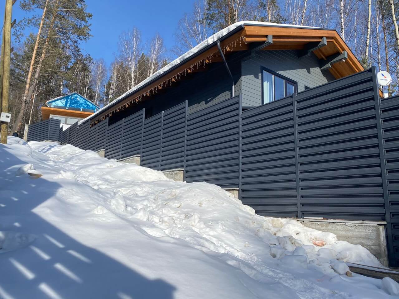 забор из штакетника 130м ral7024/7024 серый графит фото7 в Кременкуле