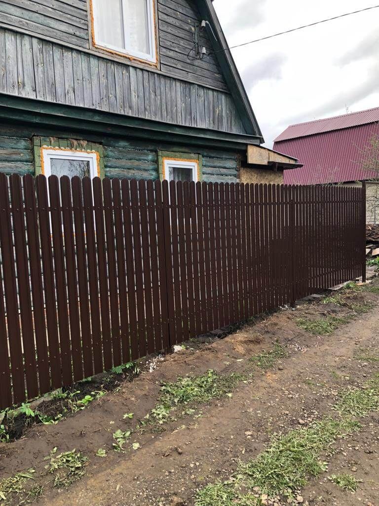 Забор из штакетника ЭКО-М 22м RAL8017/8017 Шоколад двусторонний в Кременкуле