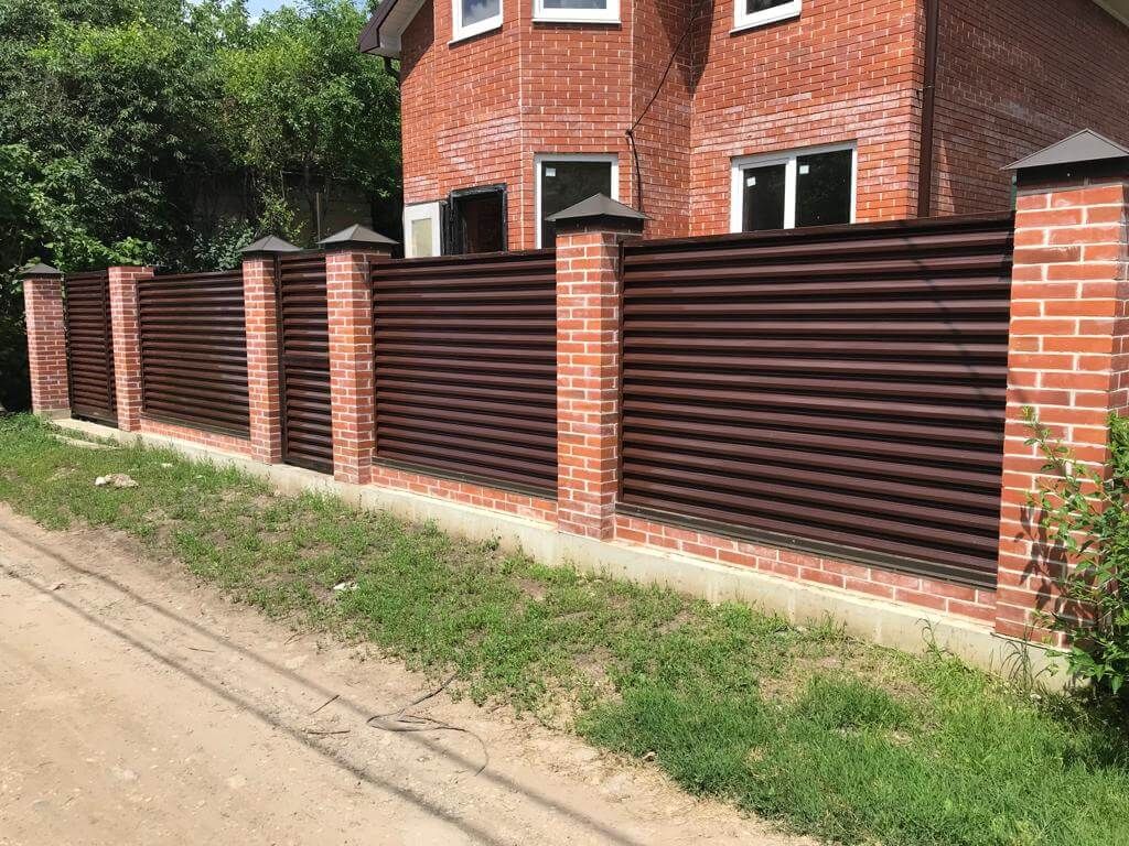 Забор из ламелей ЭКО-Z усиленных 25м RAL8017/8017 Шоколад двусторонний в Кременкуле