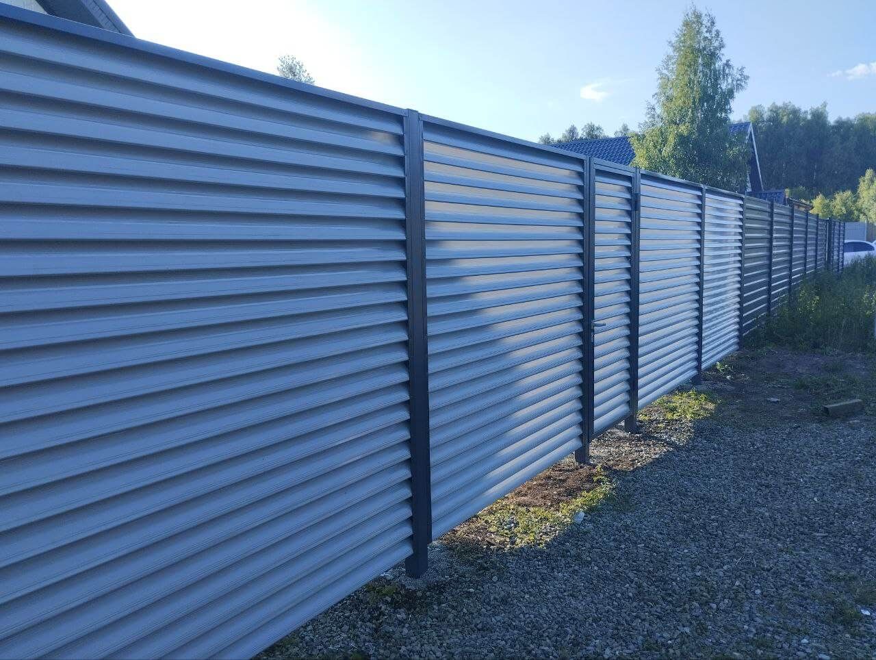 Забор из ламелей еврожалюзи 20м RAL7004 Серый в Кременкуле