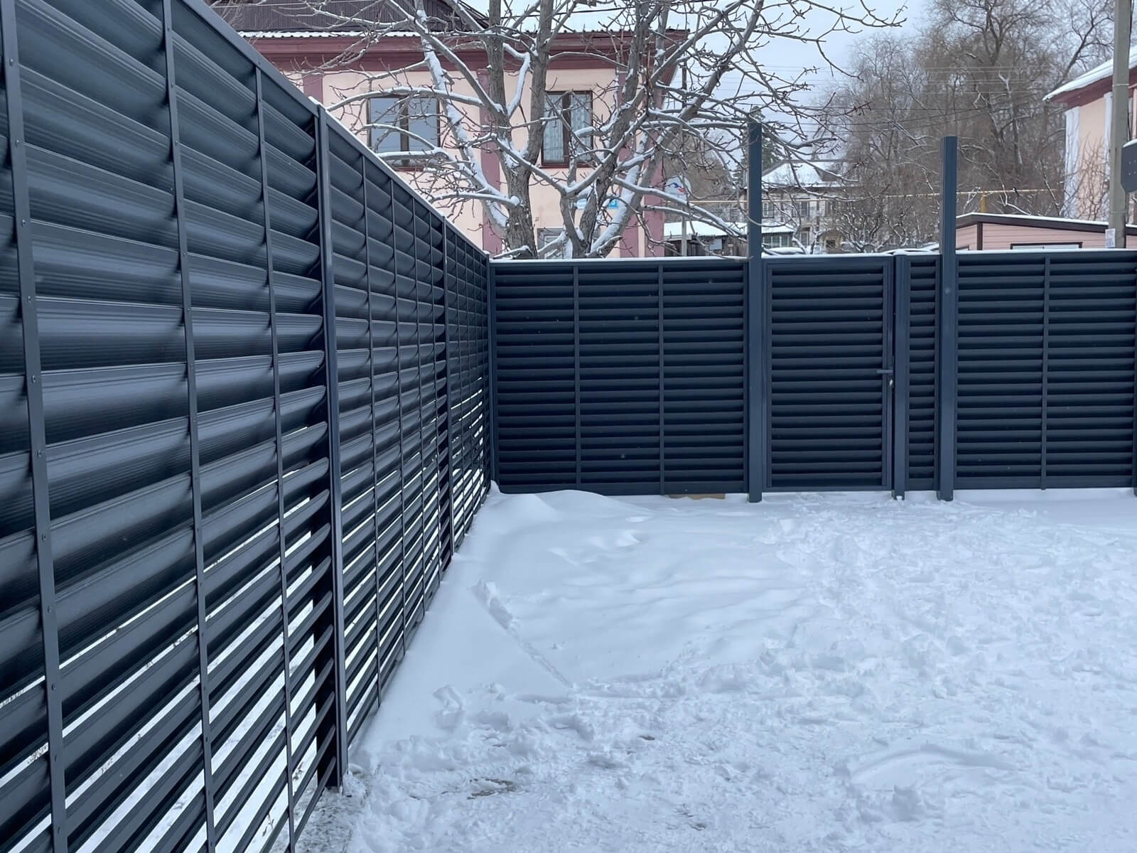 Забор-жалюзи 53м RAL7024/7024 Серый Графит двусторонний МАТТЕ фото 3 в Кременкуле