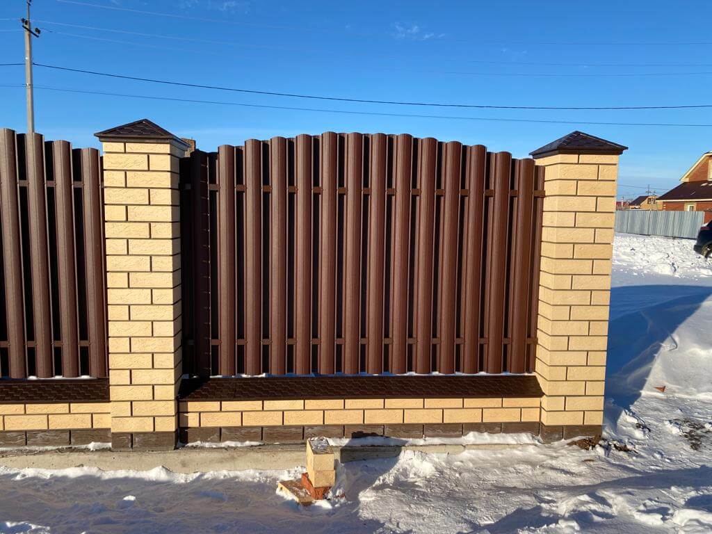 Забор из евроштакетника 57м RAL8017/8017 Шоколад двухсторонний МАТТЕ в Кременкуле
