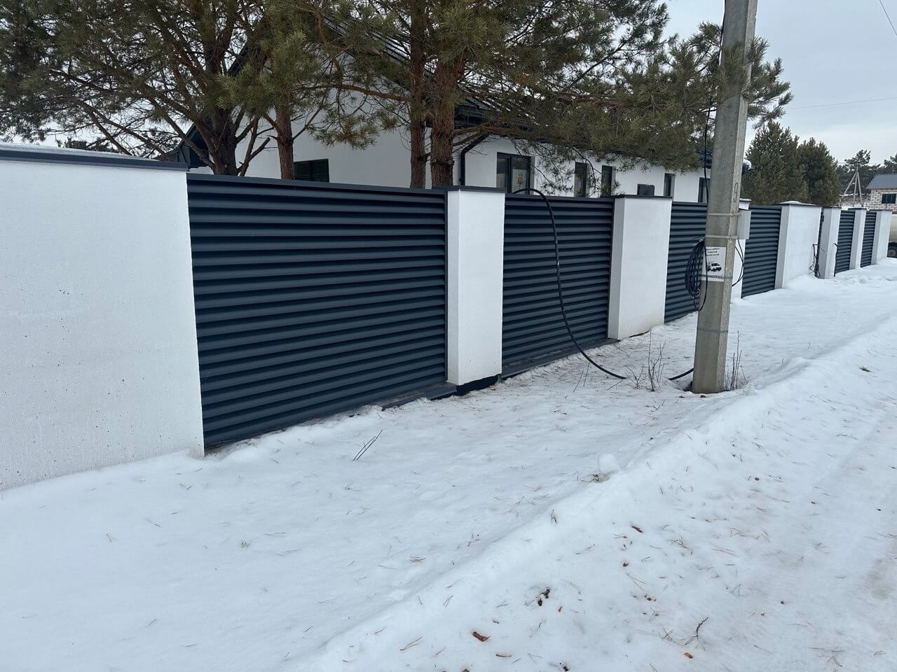 Забор-жалюзи 76м RAL7024/7024 Серый Графит двусторонний МАТТЕ фото 3 в Кременкуле
