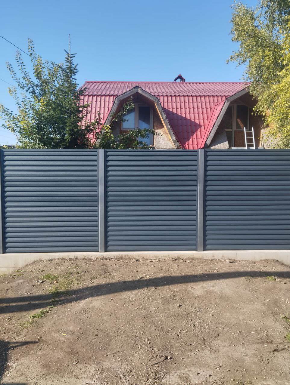 Забор-жалюзи из ламелей Реснички 54м RAL7024/7024 Серый Графит двусторонний МАТТЕ в Кременкуле