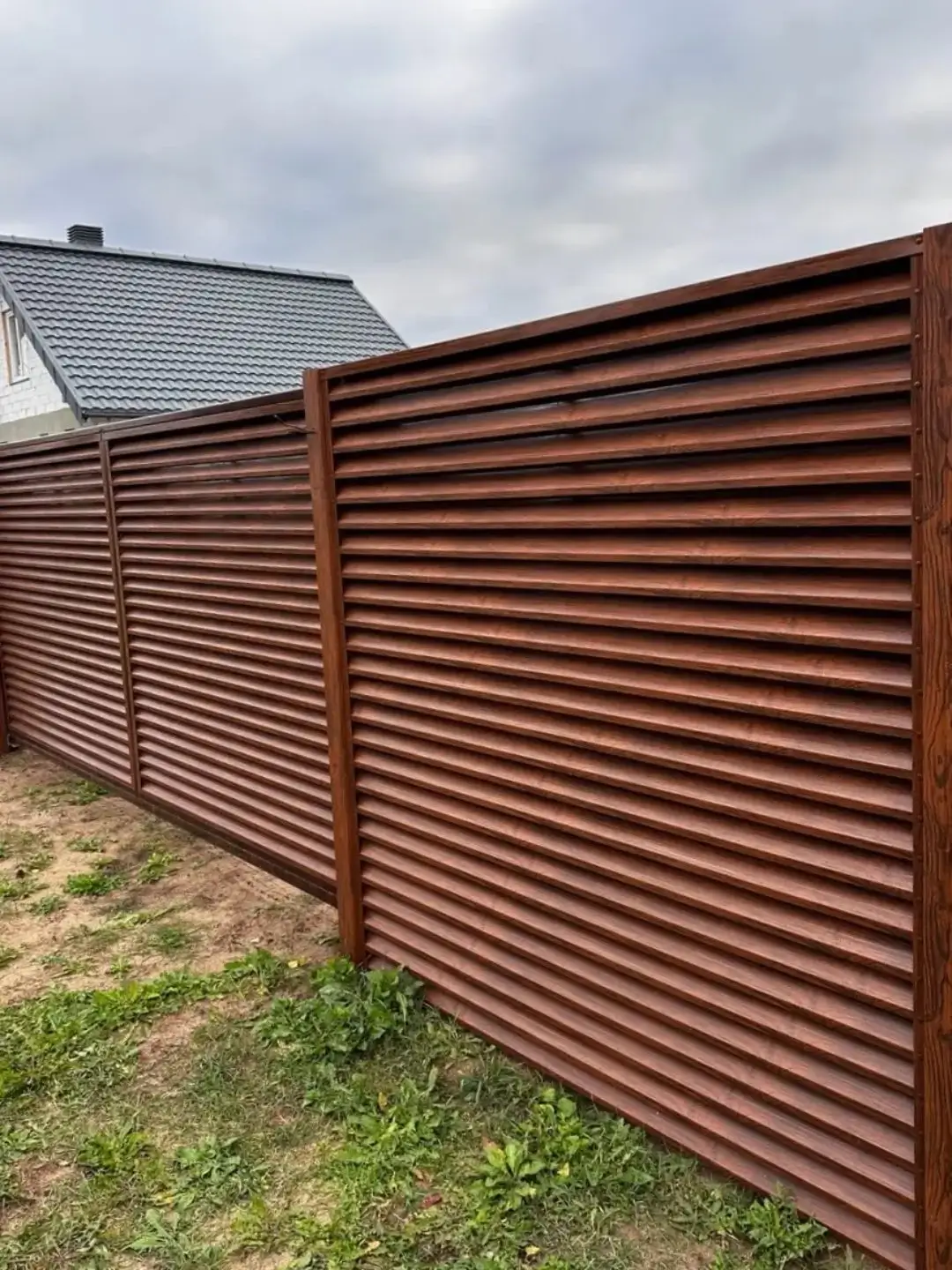 Забор-жалюзи из ламелей ЭКО-Z 58м Темный Дуб 3D Принтек фото 1 в Кременкуле
